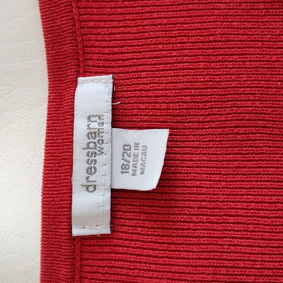 Dressbarn Sweater Size 18/20 Red Knit V-Neck Valentine's Christmas Festive - Picture 10 of 12
